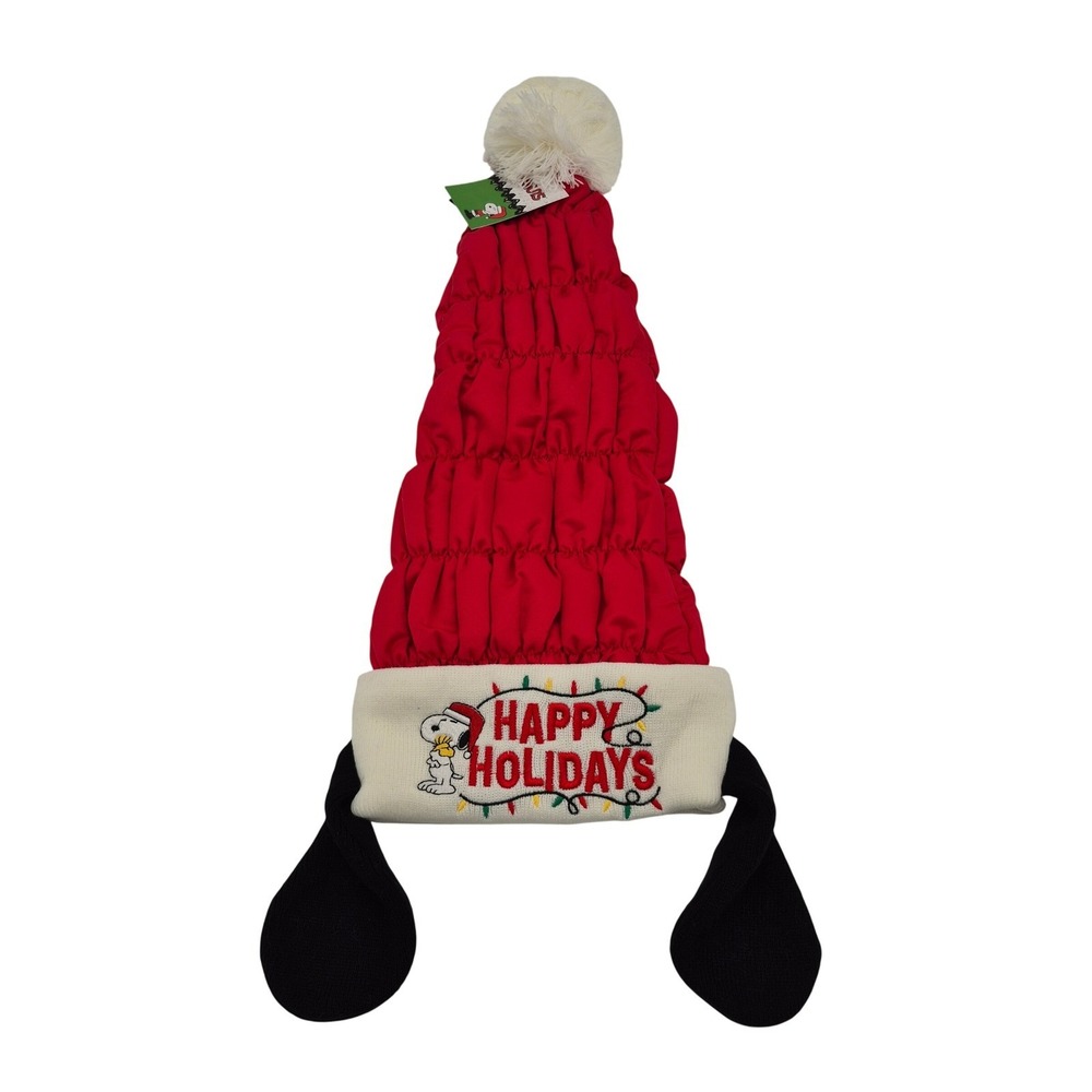 Peanuts Snoopy Ears Puffer Santa Claus Christmas Hat Berkshire Fashions Unisex